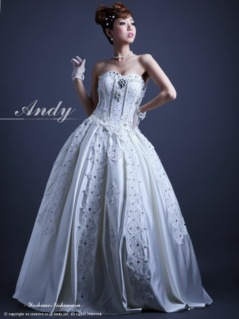 キャバドレス Andy アンディ 高級 ノースリーブ 刺繍 ビジュー パール バースデー フレア ロングドレス