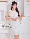 キャバドレス Andy アンディ 高級 ノースリーブ バストカット くびれ レース ボタン フレアミニドレス