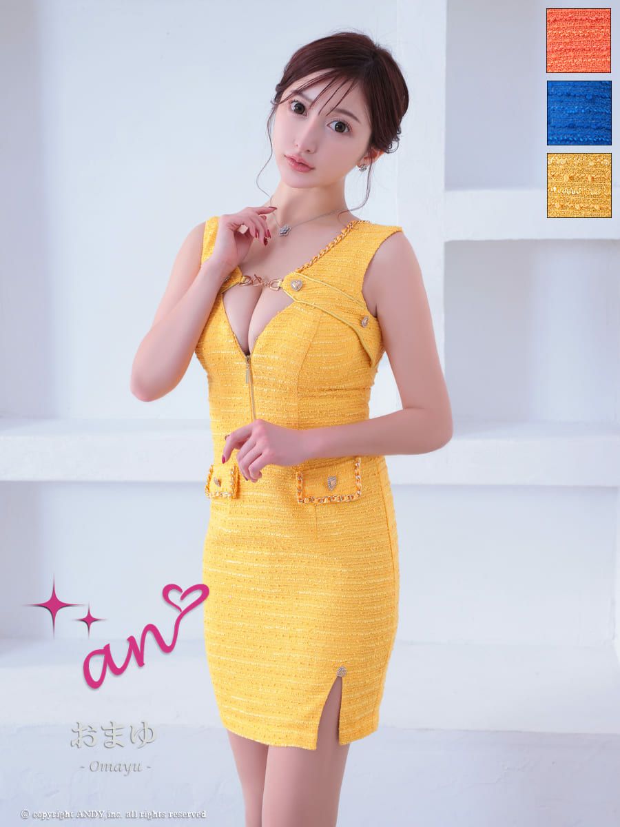 キャバドレス Andy アンディ高級 ノースリーブ バストカット 背中魅せ ポケット スリット ジップデザイン タイトミニドレス