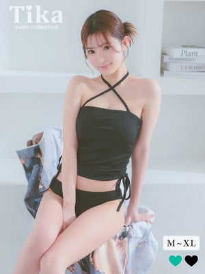 [水着]タンキニビスチェ体型カバー モデル：聖菜　身長162cm