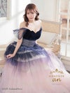高級 半袖 オフショルダー レース 肩あき バストカット グラデーション Aラインロングドレスキャバドレス Andy アンディ