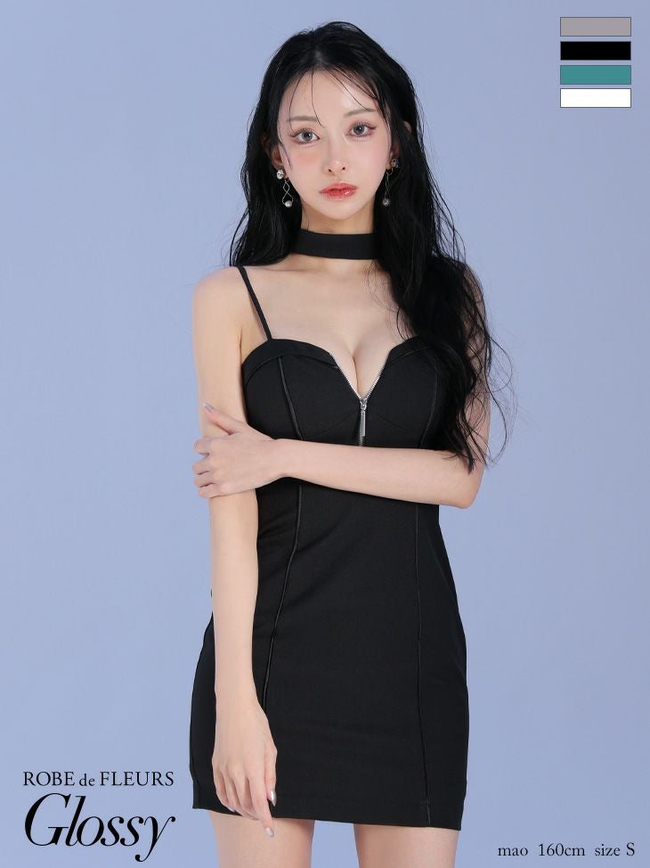 ROBEdeFLEURS Glossy ローブドフルール グロッシー キャバドレス ミニ丈