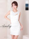 キャバドレス Andy アンディ ノースリーブ ストレッチサテン ワンカラー バストカット ジップ スリット タイト ミニドレス
