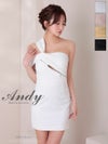 キャバドレス　Andy アンディ 高級 ワンショルダー ワンカラー タック ジップ タイト ミニドレス