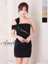キャバドレス　Andy アンディ 高級 ワンショルダー ワンカラー タック ジップ タイト ミニドレス