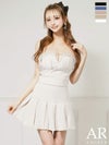 キャバドレス ミニドレス Angel-R エンジェルアール 高級 2way ベアトップ リボンキャミソール セットアップ ビジューパール プリーツ フレアミニドレス