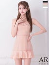 キャバドレス ミニドレス Angel-R エンジェルアール 高級 2way ベアトップ キャミソール リボン バイカラー プリーツ フレアミニドレス