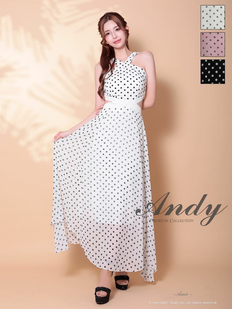 キャバドレス An アン 高級 ノースリーブ ウエストカット ドット クロスデザイン シアー フレア ミニドレス