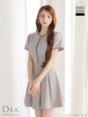 キャバドレス ミニドレス DEA.byROBEdeFLEURS ディアバイローブドフルール　高級 半袖 バイカラー ジップ ラメツイル シンプル フレアミニドレス