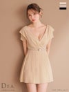 キャバドレス ミニドレス DEA.byROBEdeFLEURS ディアバイローブドフルール　高級 オフショルダー ウエストベルト ツイル シンプル フレアミニドレス
