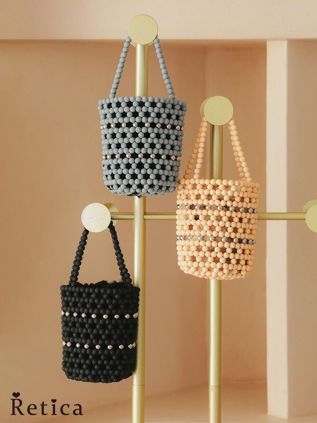 ラウンド ビーズ かごバッグ