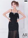 キャバドレス ロングドレス Angel-R エンジェルアール 高級 2way ベアトップ キャミソール バストビジュー フリル ラメライン タイトロングドレス