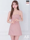 キャバドレス ミニドレス Angel-R エンジェルアール 高級 2way ノースリーブ キャミソール チェック柄 バストカット フリルレース リボン ビジュー フレアミニドレス