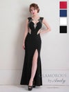キャバドレス AndyGLAMOROUS アンディグラマラス　高級 ブランド タイトロングドレス 谷間 レース 大人 スリット くびれ透け ビジュー バストカット