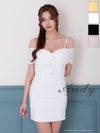 キャバドレス Andy アンディ 高級 オフショルダー ワンカラー タック 谷間 シンプル タイト ミニキャバドレス