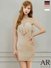 キャバドレス ミニドレス Angel-R エンジェルアール 高級 2way ベアトップ ビジューキャミソール バストフリル Vカット ワンカラー タイトミニドレス