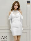 キャバドレス ミニドレス Angel-R エンジェルアール 高級 ブランド タイトミニドレス 長袖 オフショルダー 大人 ビジュー シアー リボン