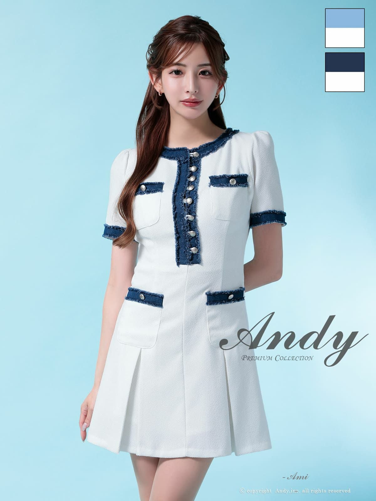 キャバドレス Andy アンディ ワンピース 高級 Aライン ミニドレス 半袖 上品