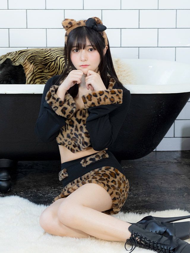 コスプレ 猫 アニマル 5点set 袖あり ギャル ハート もこもこ