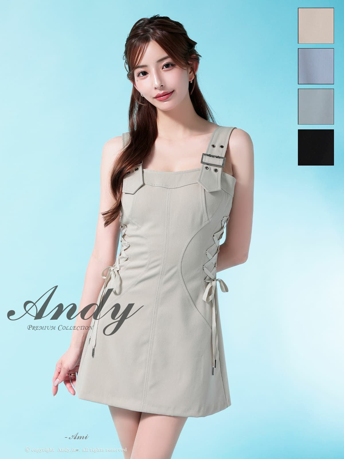 キャバドレス Andy アンディ ワンピース 高級 Aライン ミニドレス 大人 ノースリーブ 上品