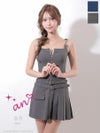 キャバドレス an アン 高級 Aライン ミニドレス 谷間 ノースリーブ ウエストベルト ジップ