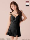 キャバドレス ミニドレス ROBEdeFLEURS ローブドフルール　高級 ブランド Aラインミニドレス 谷間 セットアップ キャミソール ジップ ショルダーリボン コード プリーツ