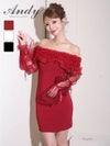 キャバドレス Andy アンディ　高級 ブランド タイトミニドレス オフショルダー 二の腕カバー 2way チュール リボン フリル