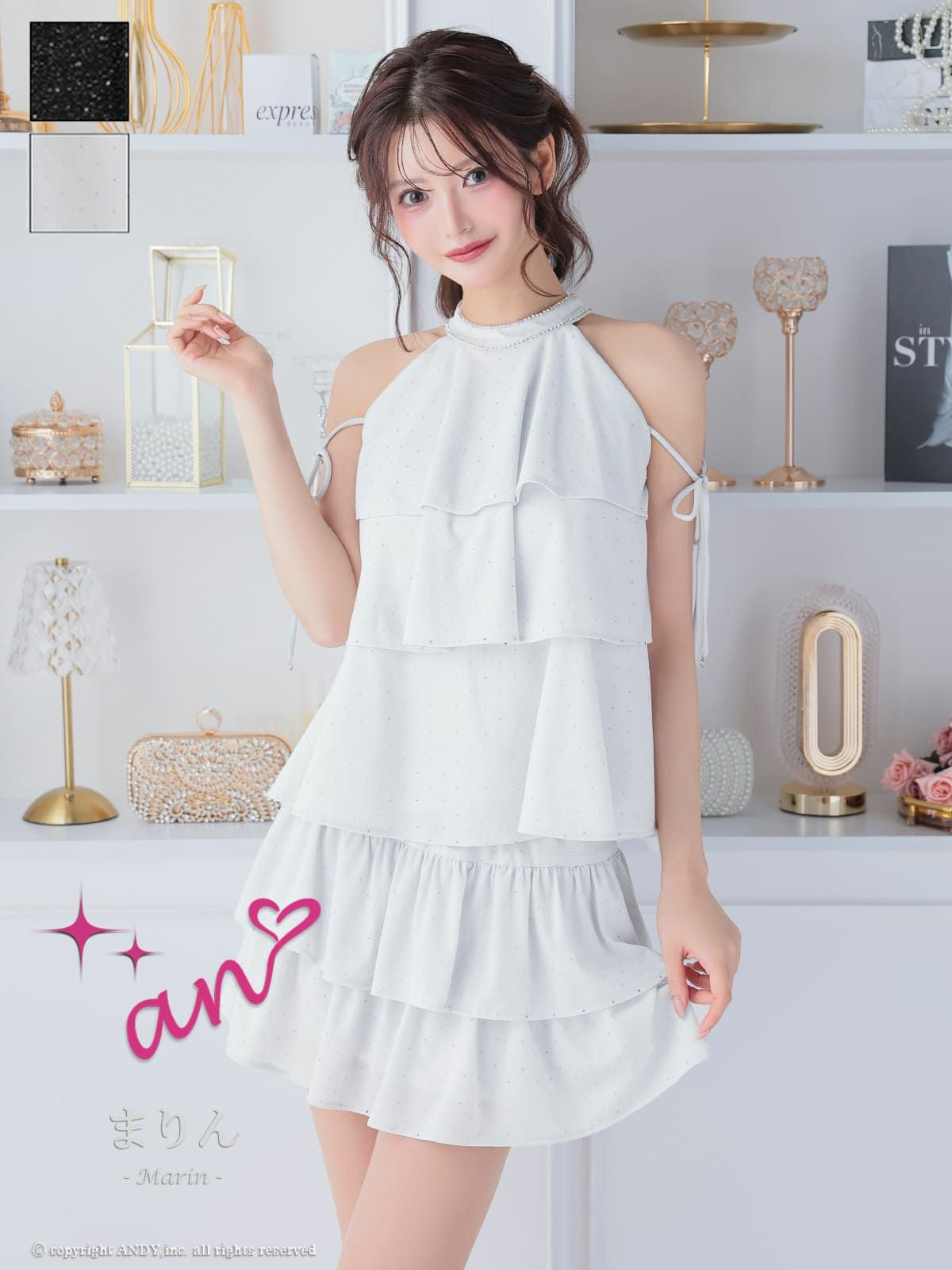 フリルスカートがフェミニンなミニドレス♪