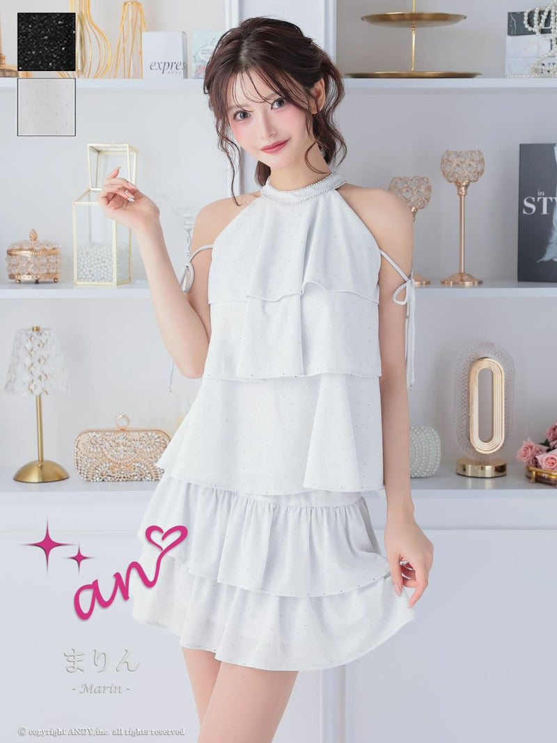 フリルスカートがフェミニンなミニドレス♪