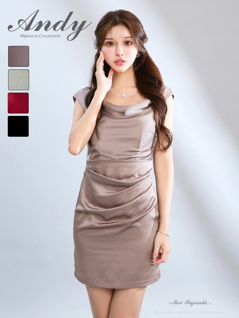 [Andy/アンディ] 高級 ブランド タイト ミニドレス シンプル 大人 ノースリーブ　上品 背中魅せ ドレープ