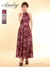 [Andy/アンディ] 高級 Aライン ロングドレス ノースリーブ ホルターネック 花柄