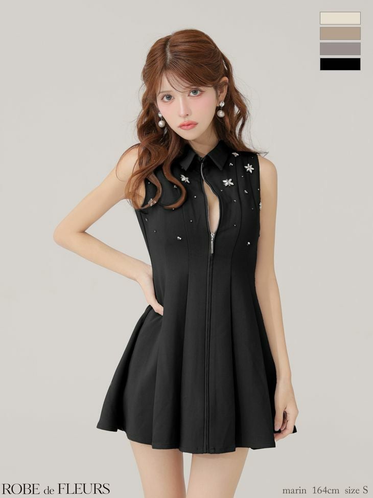 ROBE de FLEURS ブラック ノースリーブワンピース ドレス ROBEdeFLEURS/ローブドフルール] 高級 ブランド ワンピース Aライン