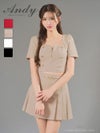 [Andy/アンディ] 高級 ワンピース Aラインミニドレス セットアップ 谷間 半袖 襟付き ジップ ボタン