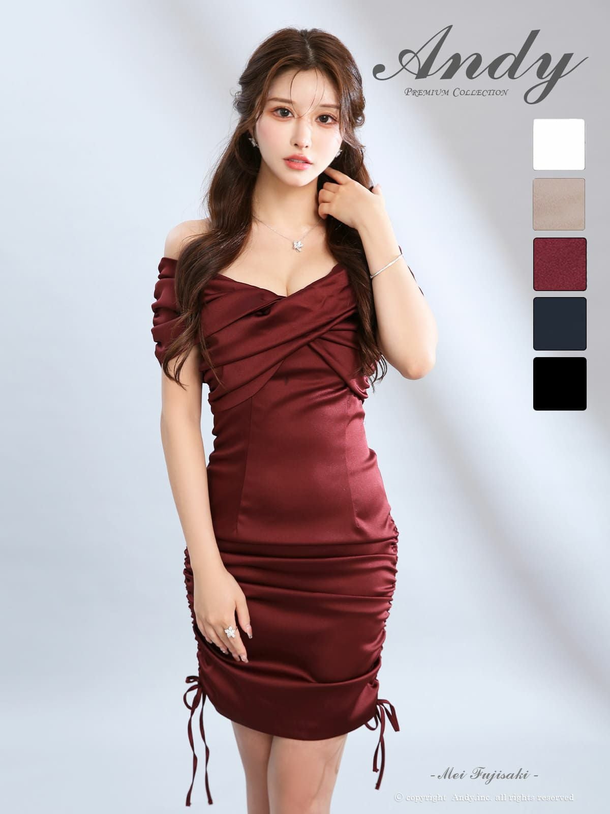 [Andy/アンディ] 高級 ブランド タイト ミニドレス オフショルダー 大人  ギャザー