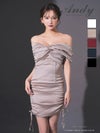 [Andy/アンディ] 高級 ブランド タイト ミニドレス オフショルダー 大人  ギャザー