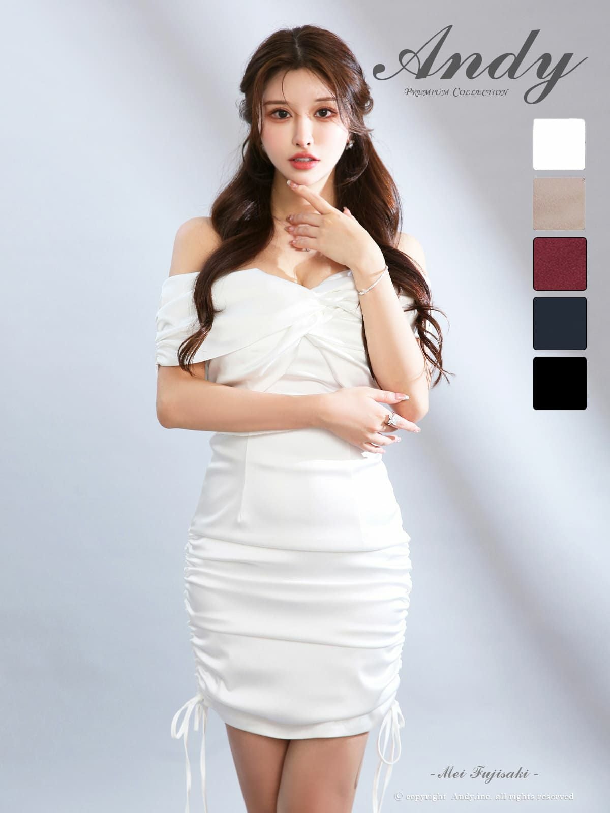 [Andy/アンディ] 高級 ブランド タイト ミニドレス オフショルダー 大人  ギャザー