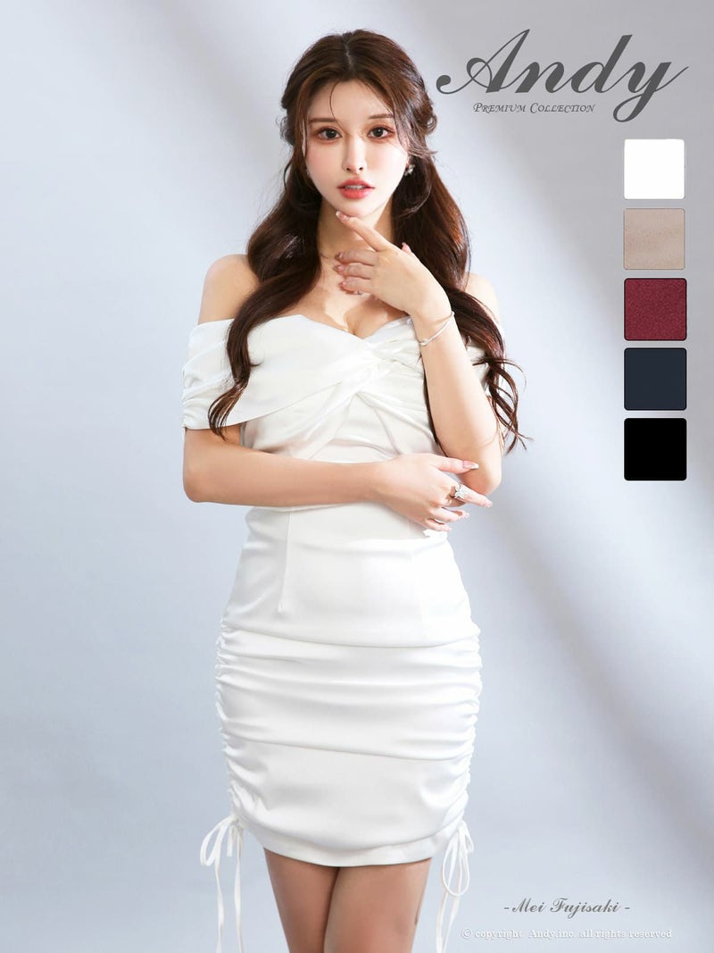 [Andy/アンディ] 高級 ブランド タイト ミニドレス オフショルダー 大人  ギャザー