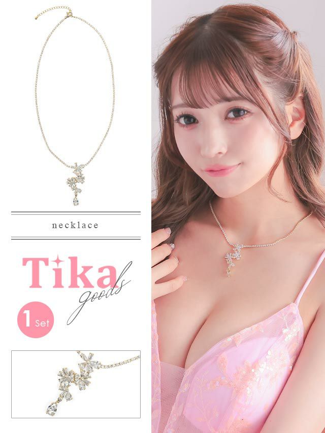 アクセサリー ネックレス お花 キラキラ ビジュー ストーン アクセ フラワー ゴールド