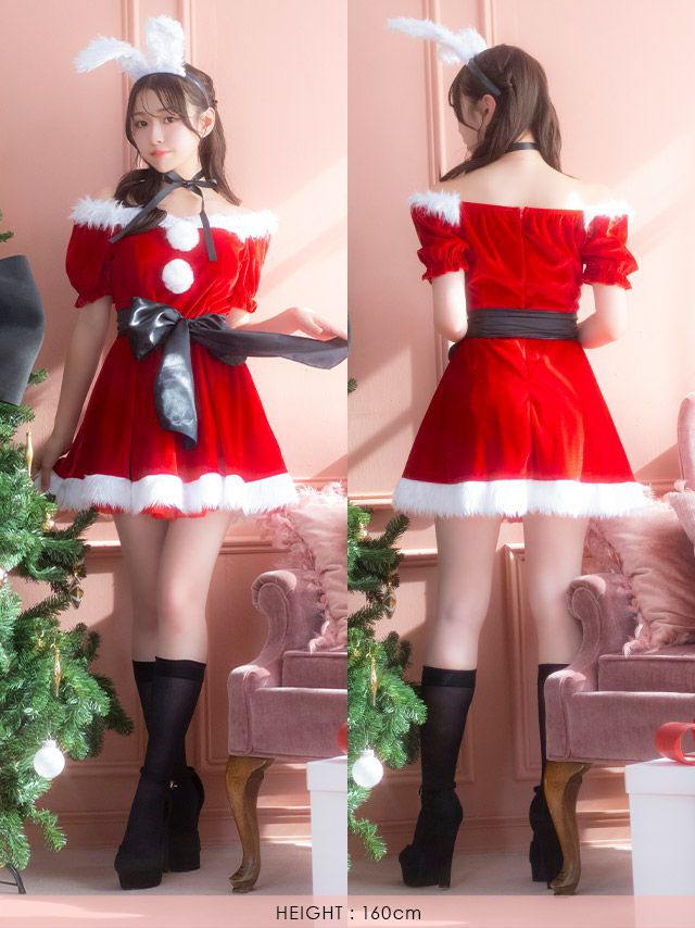 カントリードールおとぼけサンタさんとバニーちゃん「ねね様」専用 サンタコスプレ 4点set バニー コスプレ ふわふわフェザー 2way