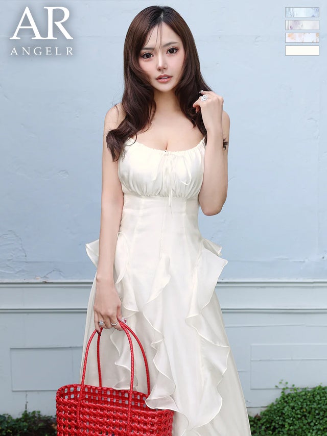 【エンジェルアール】キャミソールフリル シフォン Aラインロングドレス 予約商品【7月中旬入荷予定】[Angel-R/エンジェルアール] 高級