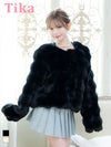 羽織り ボレロ ファー 長袖 ジャケット ショート丈 ノーカラー フェイクファー 体型カバー