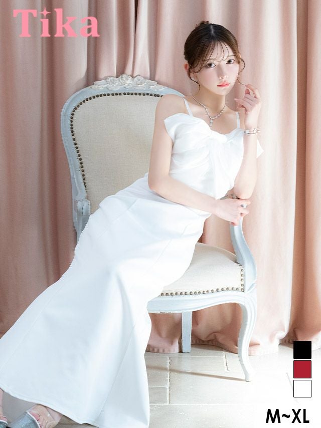 キャバドレス ロング丈 大きいサイズ タイト ロングドレス キャバクラ マキシ丈 バースデー リボン