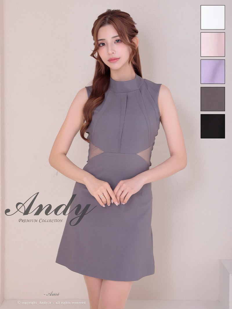 高級 Aライン ノースリーブ 背中魅せ ウエストカット ワンカラー リボン ミニドレス