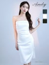 キャバドレス Andy アンディ 高級 ノースリーブ　膝丈ドレス タック スリット ワンカラー