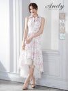 キャバドレス Andy アンディ 高級 ノースリーブ Aラインロングドレス　トワルドジュイ柄　 襟デザイン