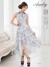 キャバドレス Andy アンディ 高級 ノースリーブ Aラインロングドレス　トワルドジュイ柄　 襟デザイン