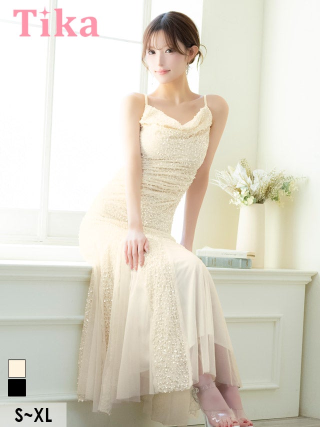 キャバドレス ロング丈 大きいサイズ マーメイド ロングドレス ワンピース スパンコール