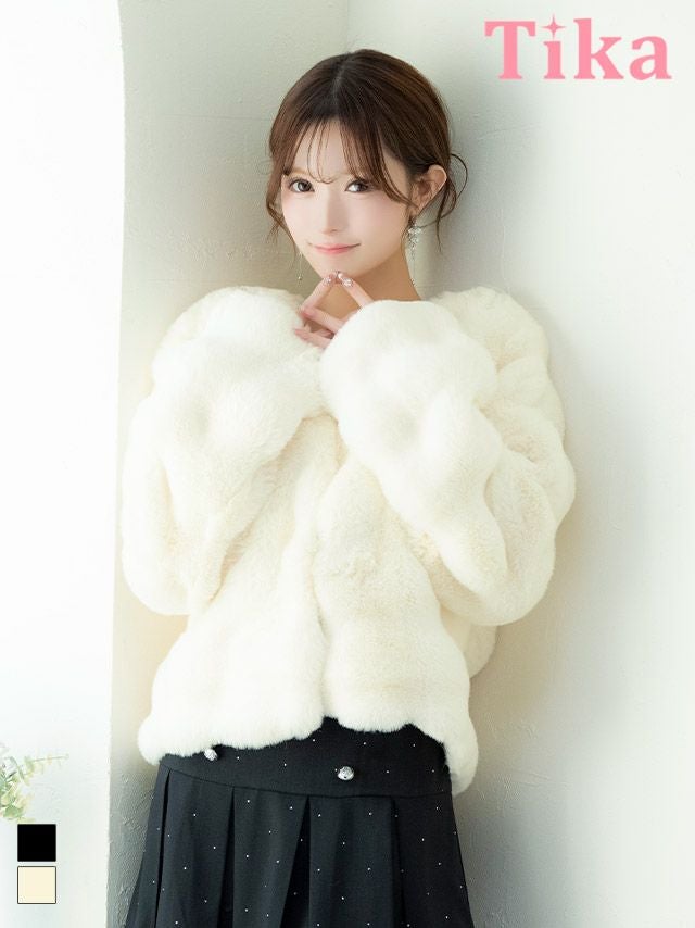 ボレロ アウター 羽織り ファー ノーカラー ショート丈 長袖 体型カバー 寒さ対策 カーディガン