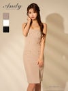 キャバドレス Andy アンディ 高級 ノースリーブ タイトミニドレス 谷間見せ ボタン ワンカラー スリット