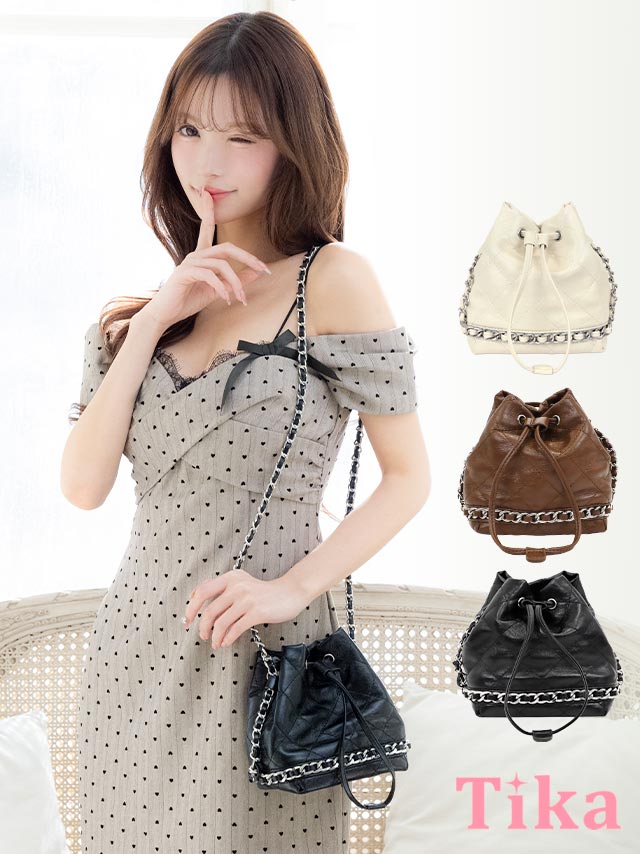 バッグ 巾着 ミニバッグ 小さめ ショルダー キルティング チェーン ショルダー 肩掛け